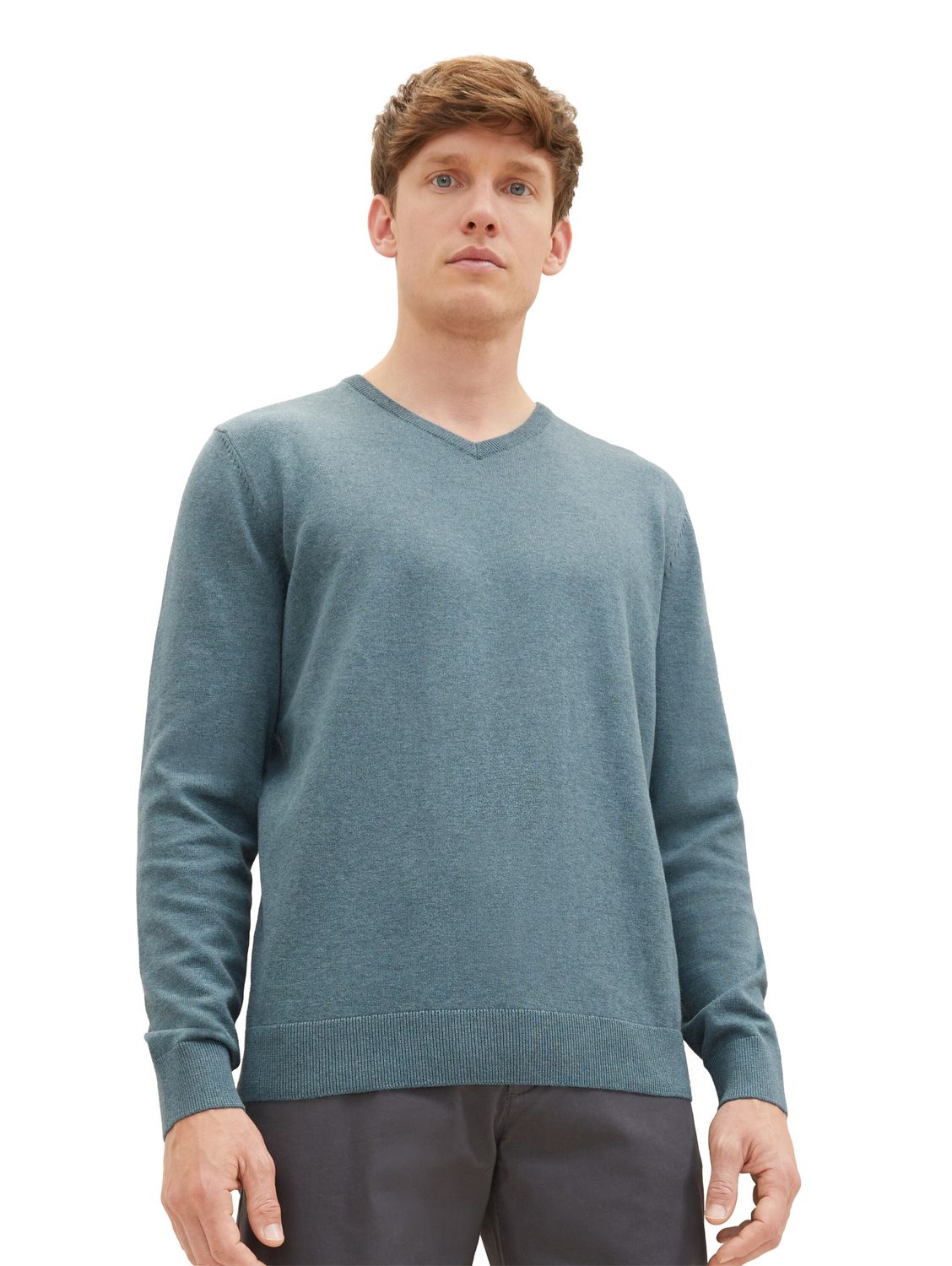 Пуловер Tom Tailor BASIC V NECK, зеленый цена и фото