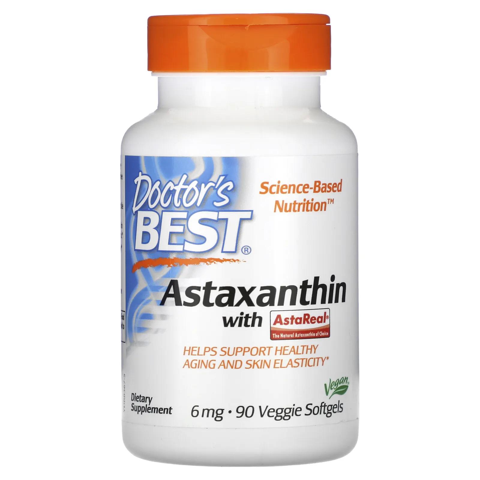 Doctor's Best Астаксантин с AstaPure 6 мг 90 вегетарианских таблеток в мягкой оболочке астаксантин doctor s best с astareal 6 мг 90 капсул