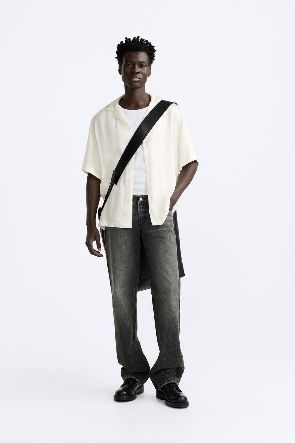 

Атласная рубашка ZARA, белый