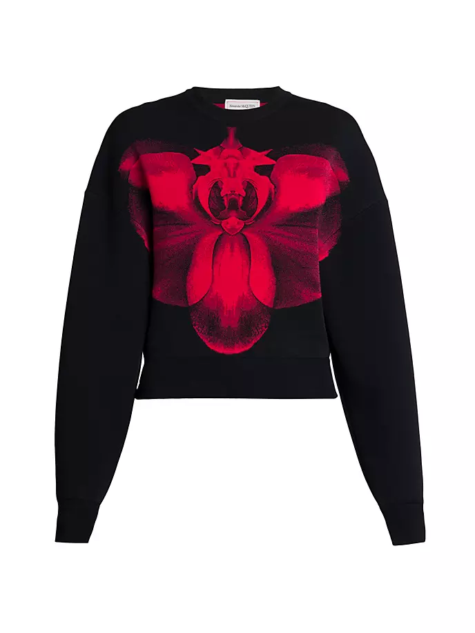 

Свитер с круглым вырезом «Орхидея» Alexander Mcqueen, черный