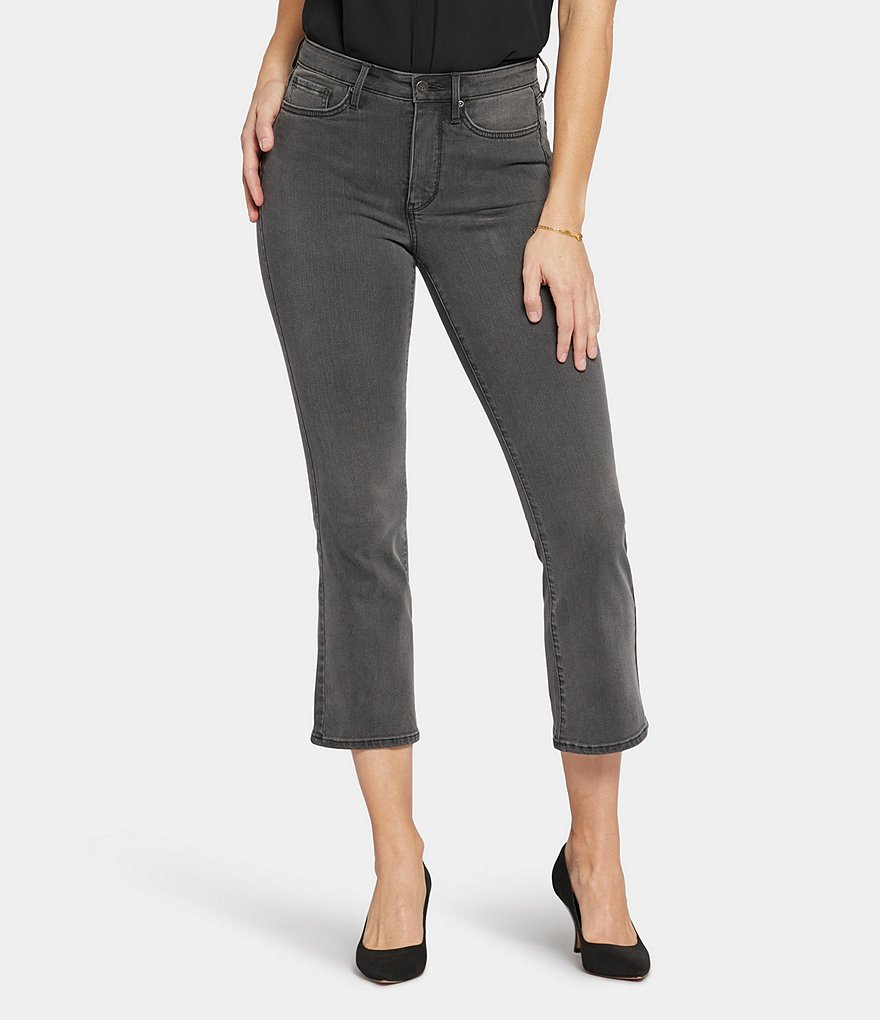 Узкие укороченные джинсы из эластичного денима с высокой посадкой NYDJ, серый