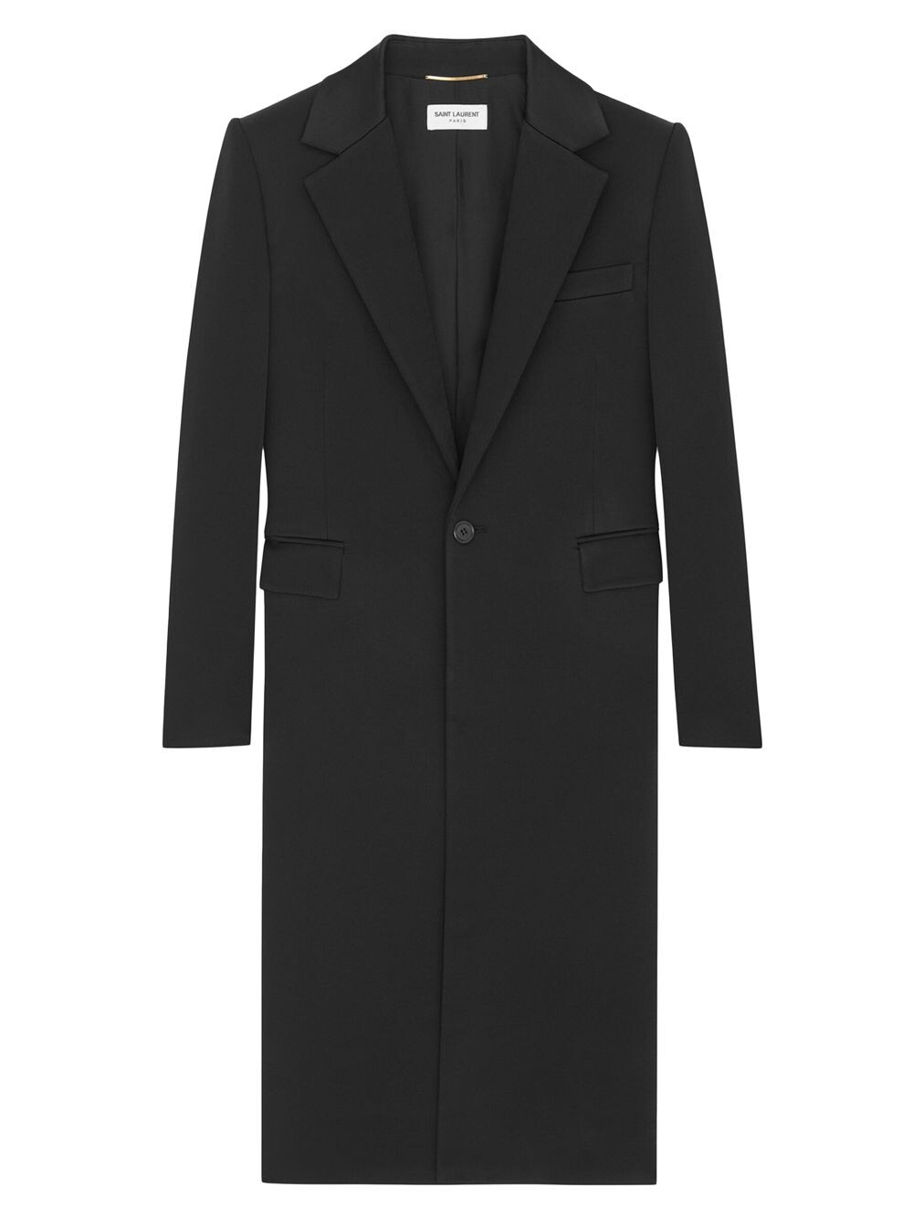 

Однобортное пальто из креп-сатина Saint Laurent, Черный