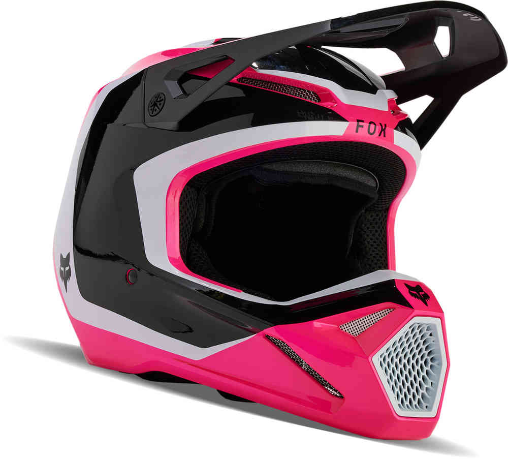 Молодежный шлем для мотокросса V1 Nitro MIPS FOX, черный/белый/розовый фотографии