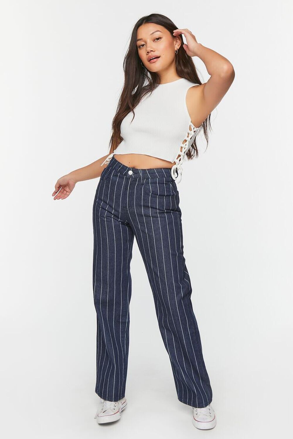 

Прямые джинсы в тонкую полоску Forever 21, деним