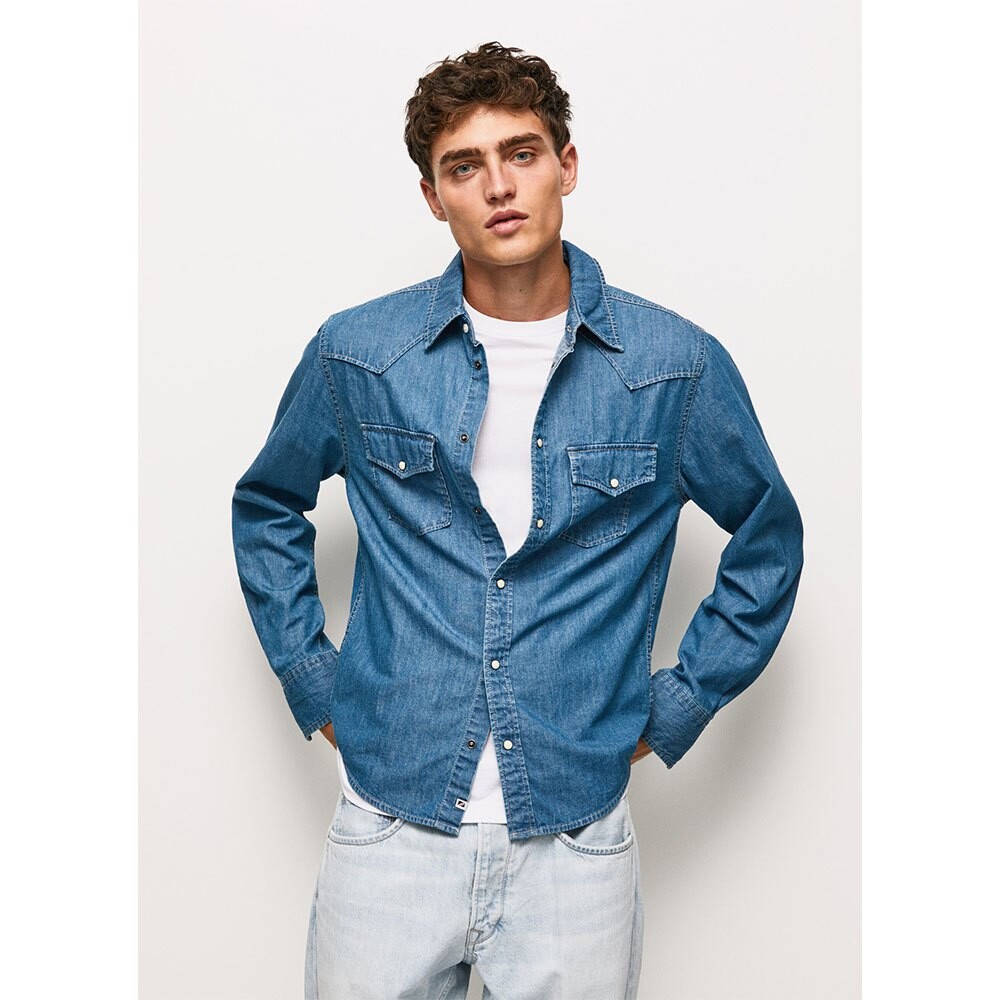 

Рубашка с длинным рукавом Pepe Jeans Carson, синий