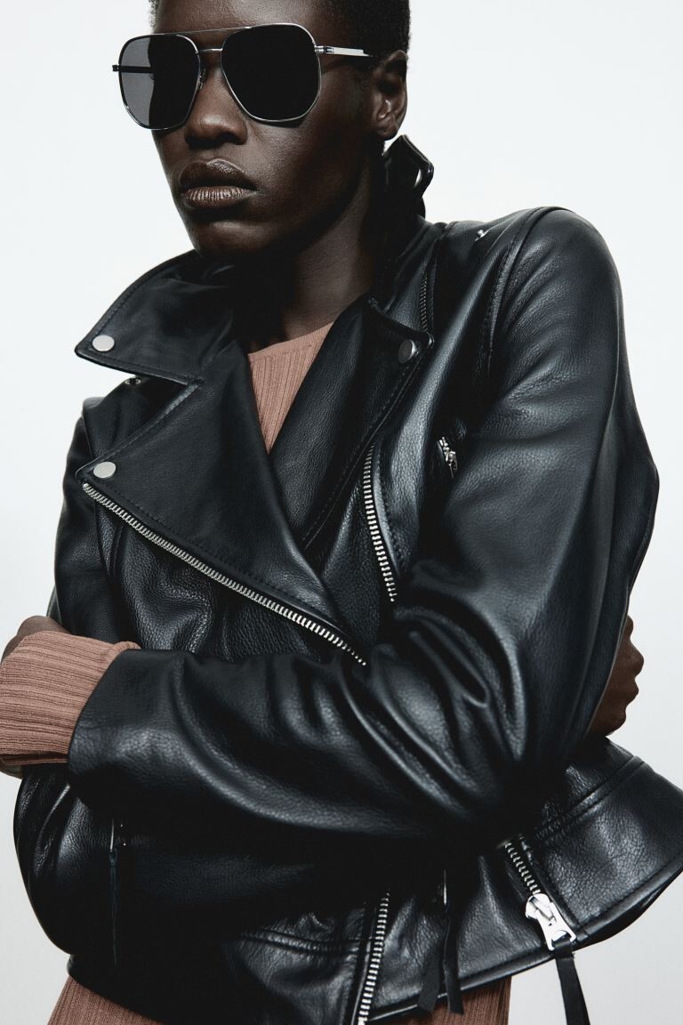 

Кожаная косуха H&M, черный