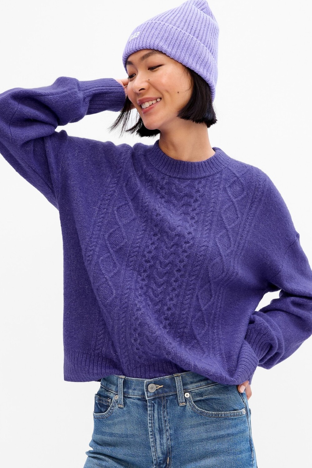 

Свитер косой вязки Forever Cozy Gap, фиолетовый