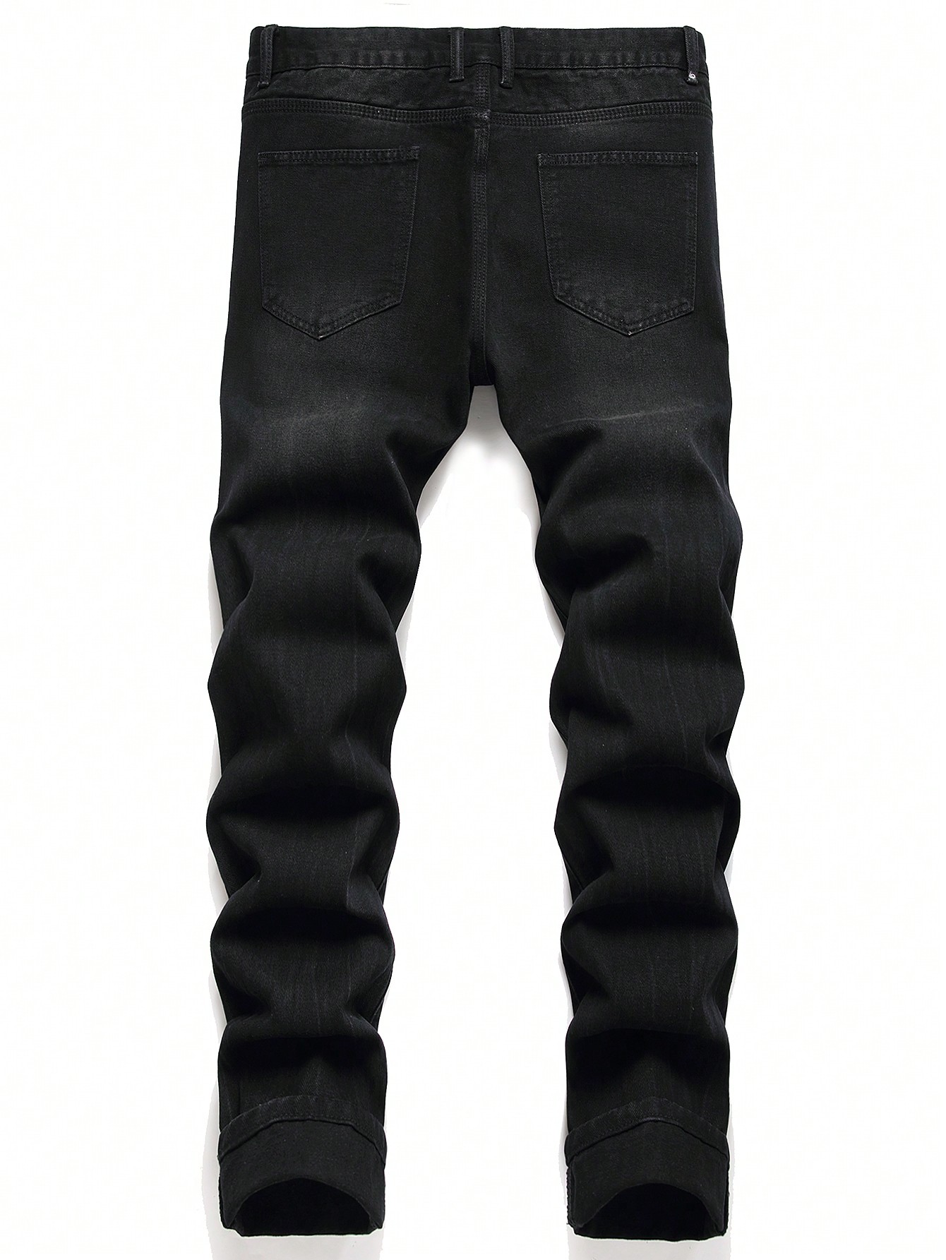 Мужские повседневные джинсы из денима с вышивкой в ​​виде букв и медведей и потертыми деталями, черный