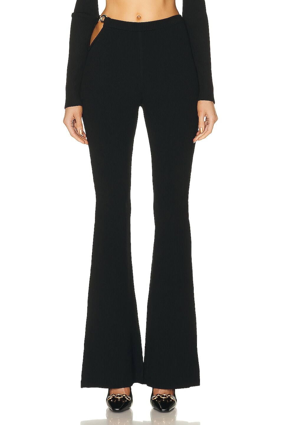 

Брюки Nicholas Kari Double Rings Rib Knit, черный