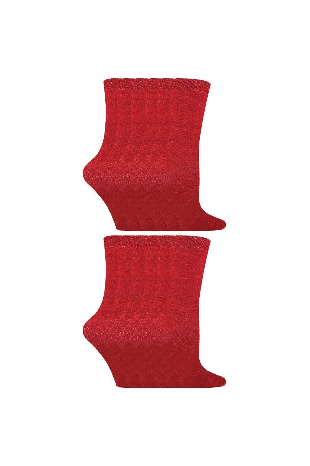 цена 12 пар разноцветных хлопковых носков в упаковке Sock Snob, красный