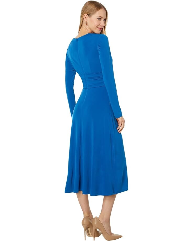 

Платье Maggy London Long Sleeve V-Neck Wrap Dress, цвет Classic Blue