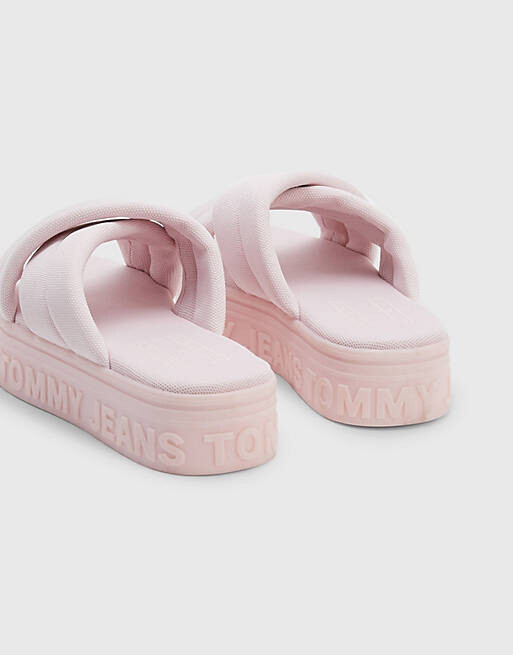 

Розовые сандалии на плоской платформе Tommy Jeans