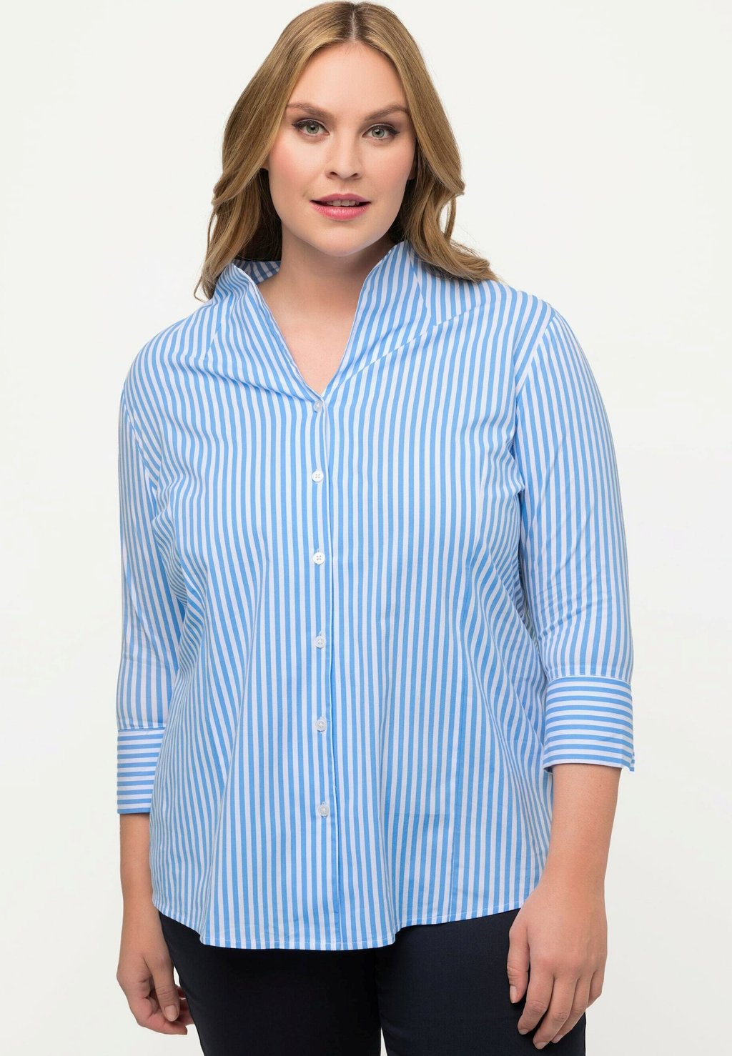 Рубашка Ulla Popken в полоску, голубой/белый