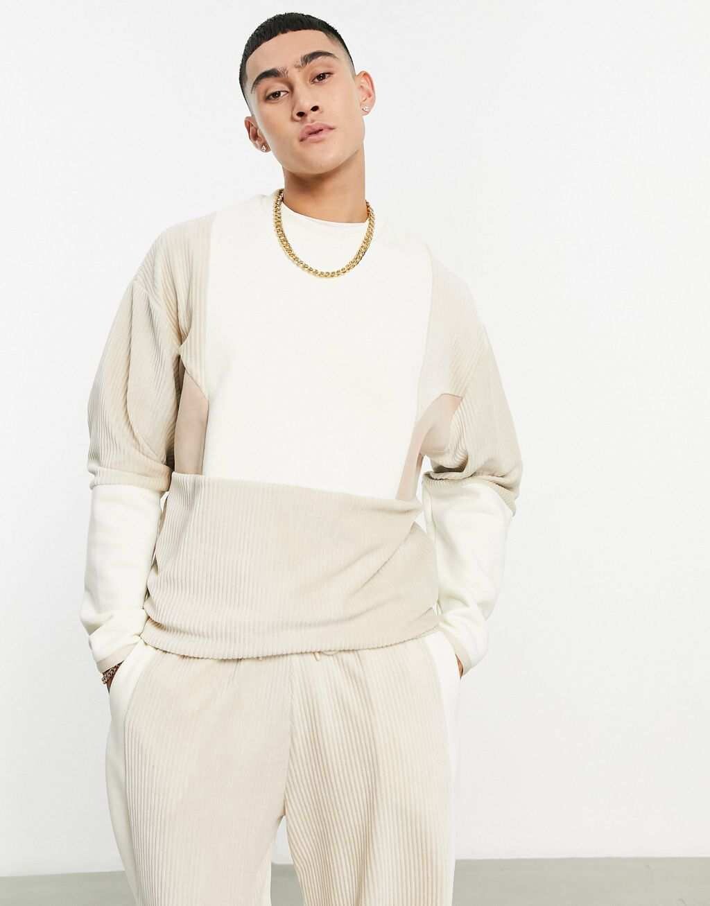 

Бежевая коордная толстовка оверсайз с блокировкой шнура ASOS DESIGN, Бежевый