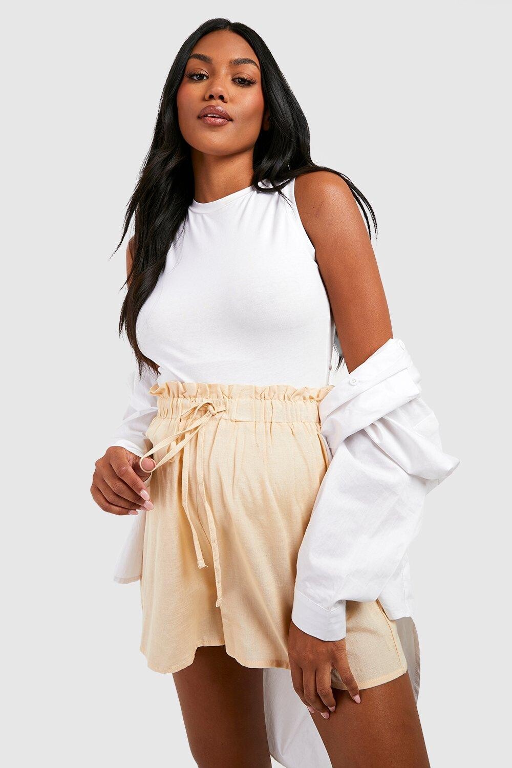 

Льняные шорты для беременных Boohoo, серый