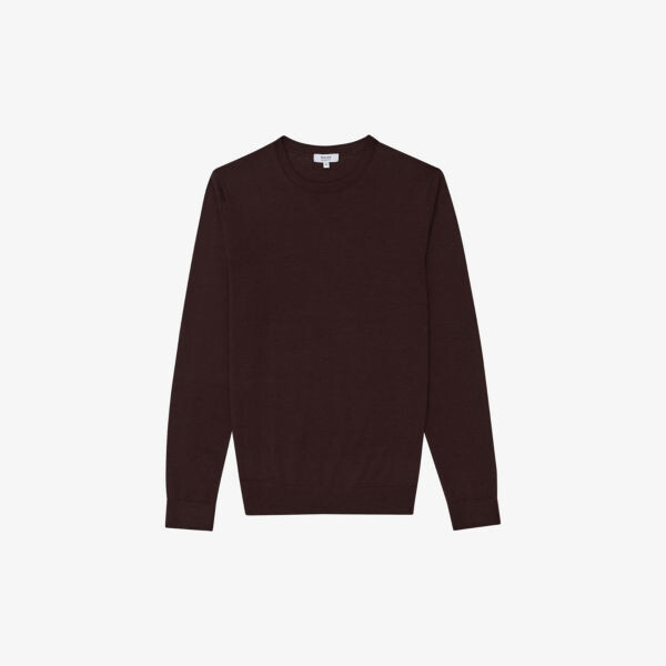 

Джемпер Wessex из мериносовой шерсти с круглым вырезом Reiss, бордовый, Красный