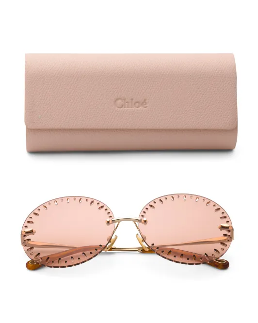 

Круглые солнцезащитные очки 63 мм Chloe, золотой/оранжевый
