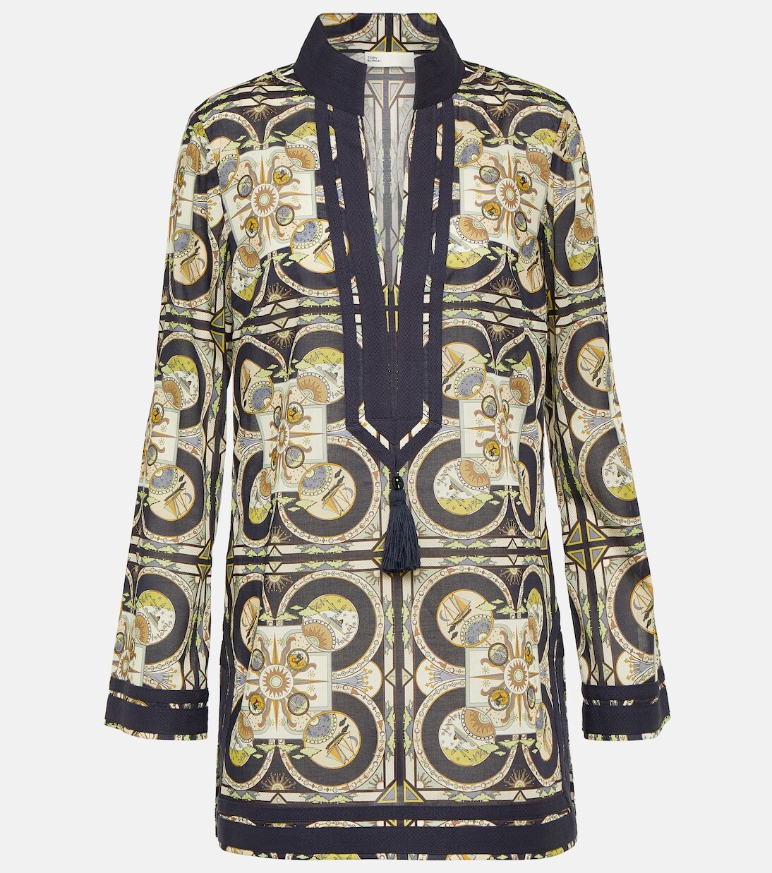

Хлопковая туника с принтом Tory Burch, мультиколор