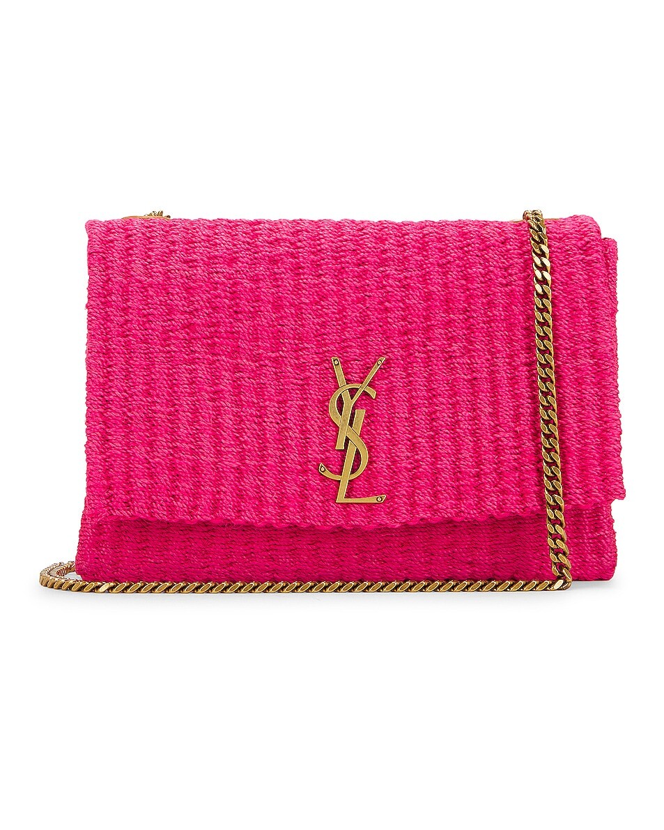 

Сумка через плечо Saint Laurent Kate Rafia, цвет Pink Glow