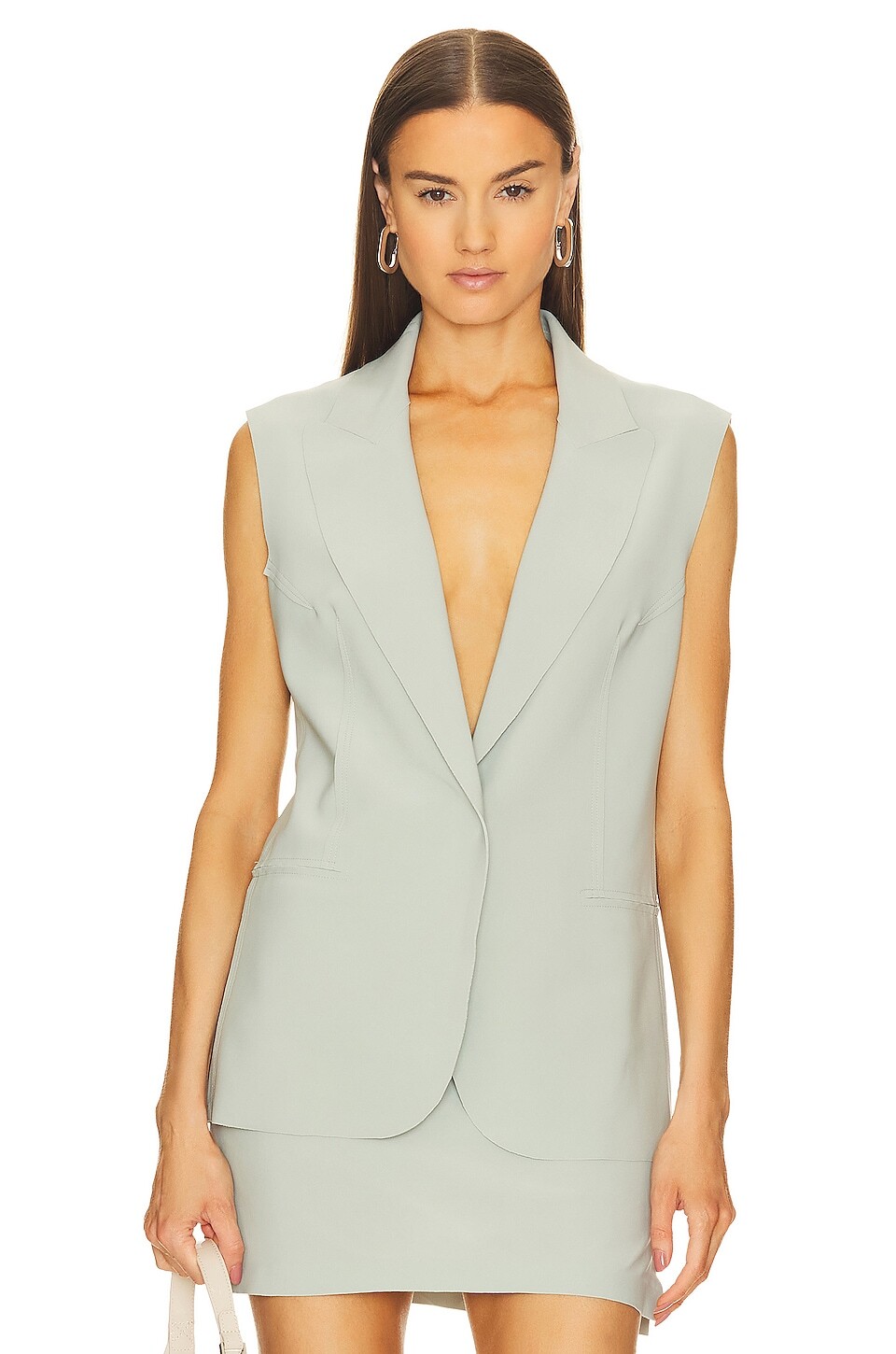 

Пиджак Norma Kamali Sleeveless Single Breasted, цвет Dried Sage
