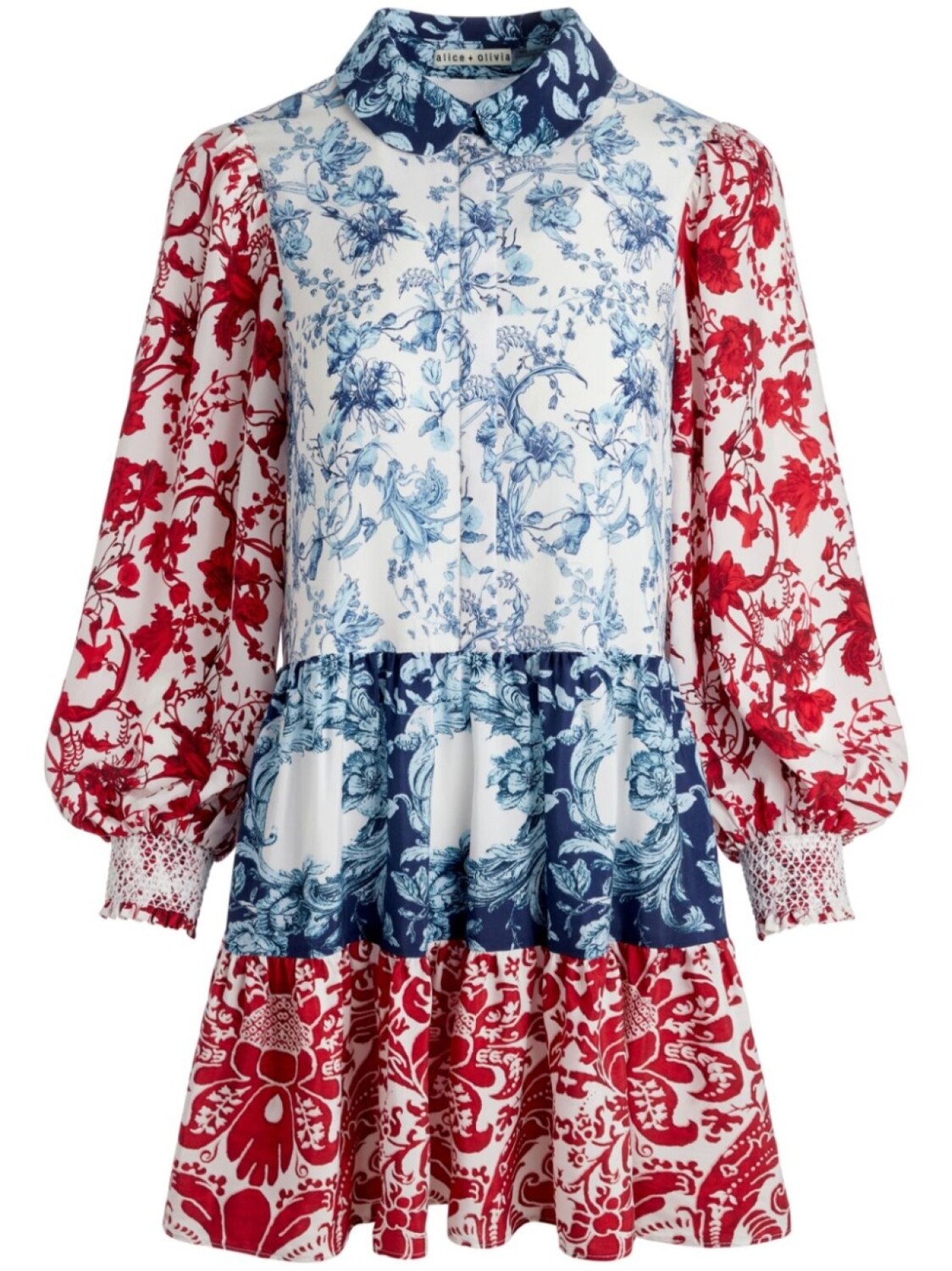 

alice + olivia платье мини Paulie с цветочным принтом, синий