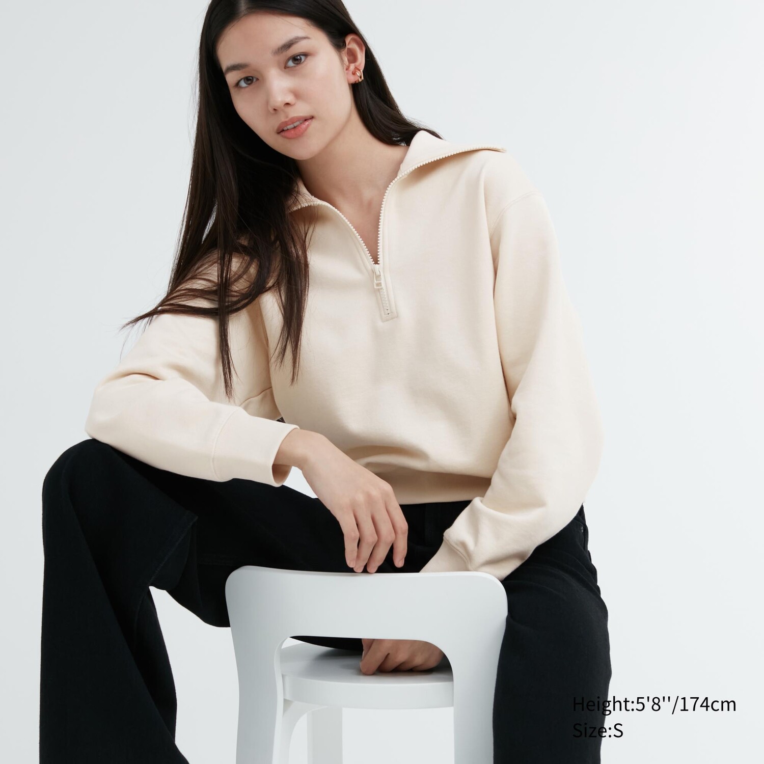 

Толстовка на полумолнии Uniqlo, кремовый, Бежевый