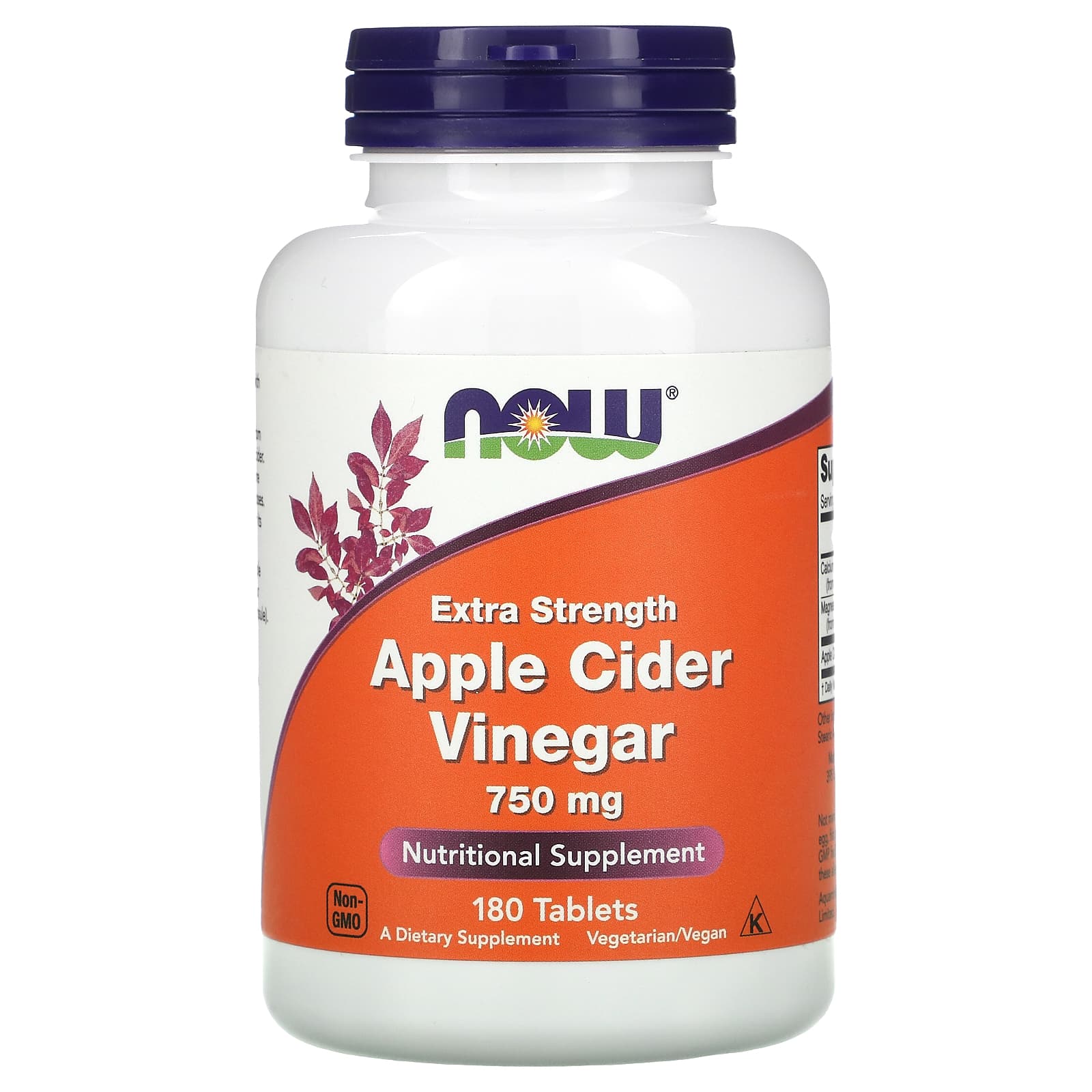 Now Foods Apple Cider Vinegar Extra Strength 750 mg 180 Tablets