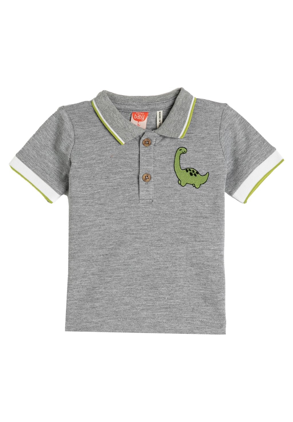 Рубашка-поло SHORT SLEEVE DINOSAUR EMBROIDERED BUTTON DETAIL Koton, цвет grey