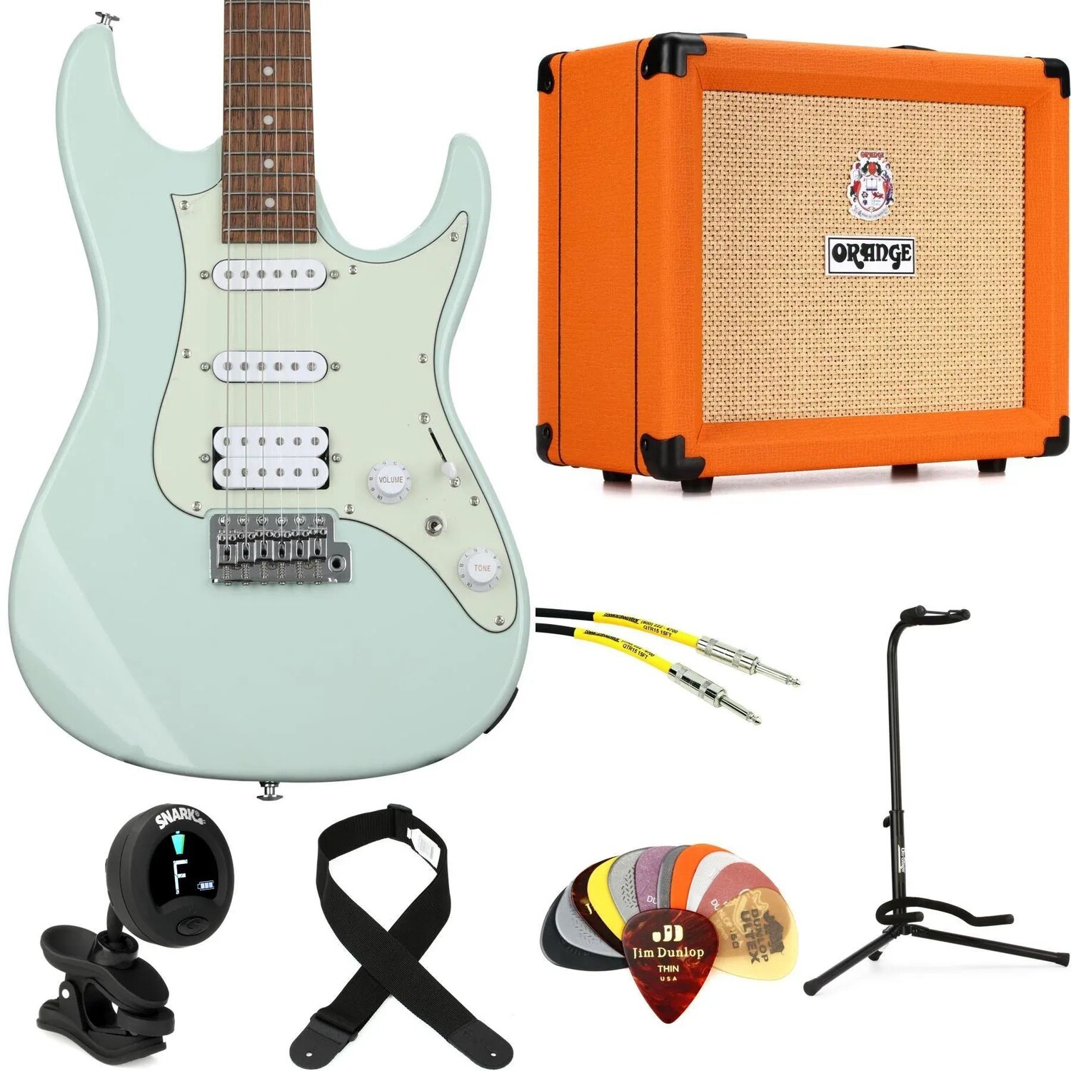 

Электрогитара Ibanez AZES и усилитель Orange Crush 20RT — мятно-зеленый