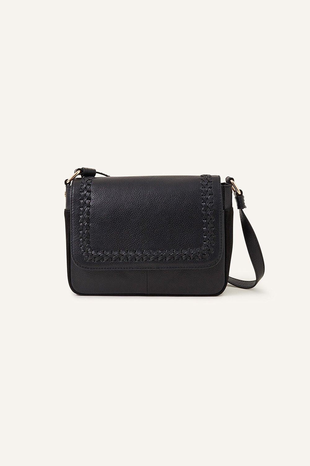 

Кожаная сумка через плечо с стежками Accessorize, черный