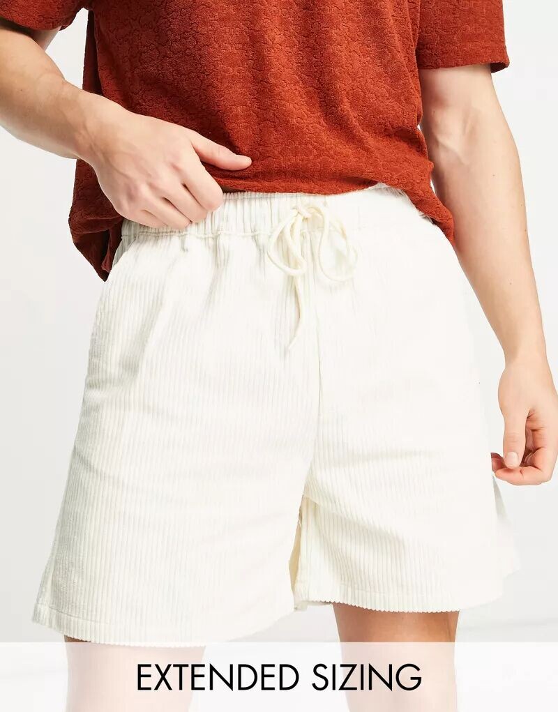 

Белые широкие вельветовые шорты ASOS