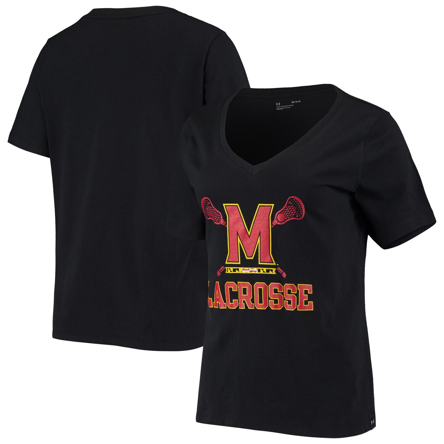 

Черная женская футболка Under Armour Maryland Terrapins Lacrosse с v-образным вырезом Under Armour, Черный