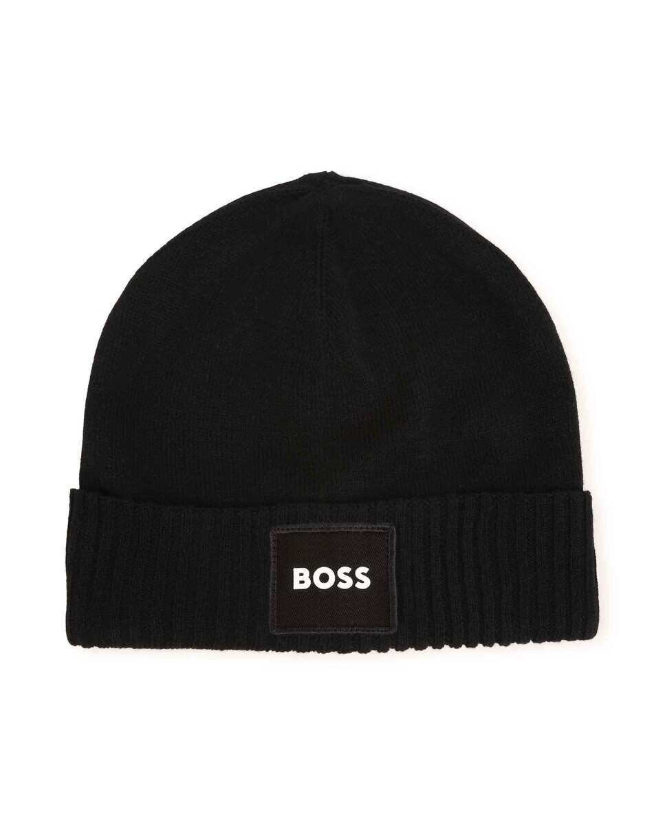

Шапка для мальчика с ребристым клапаном BOSS Kidswear, черный