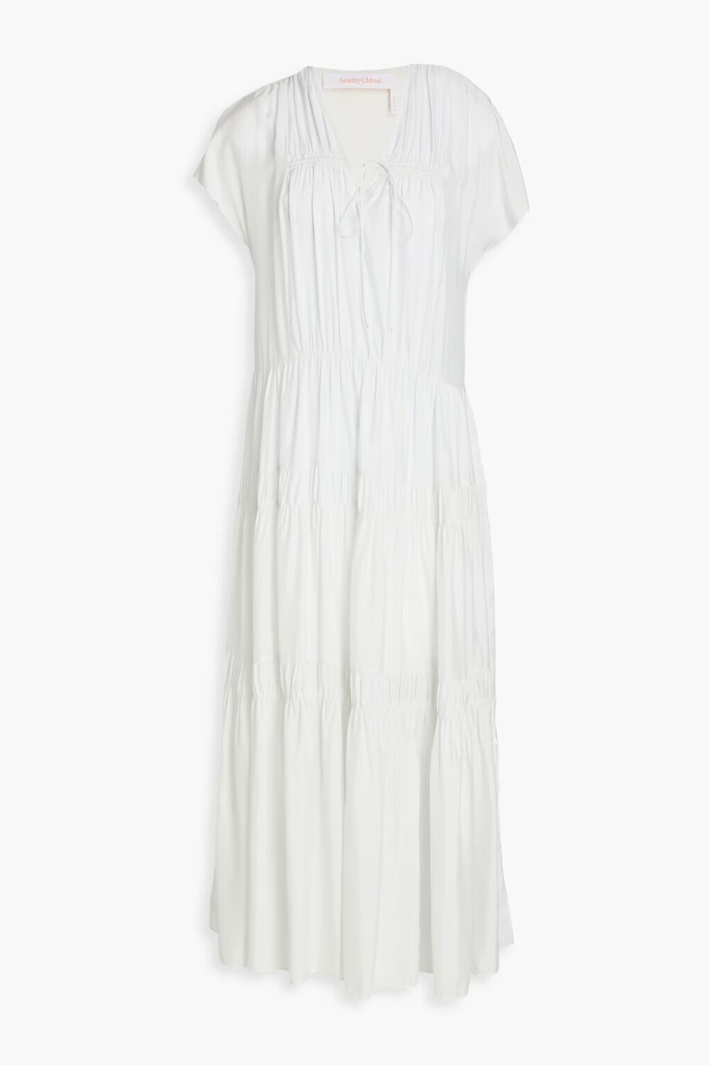 

Ярусное платье макси habotai See By Chloé, цвет Off-white