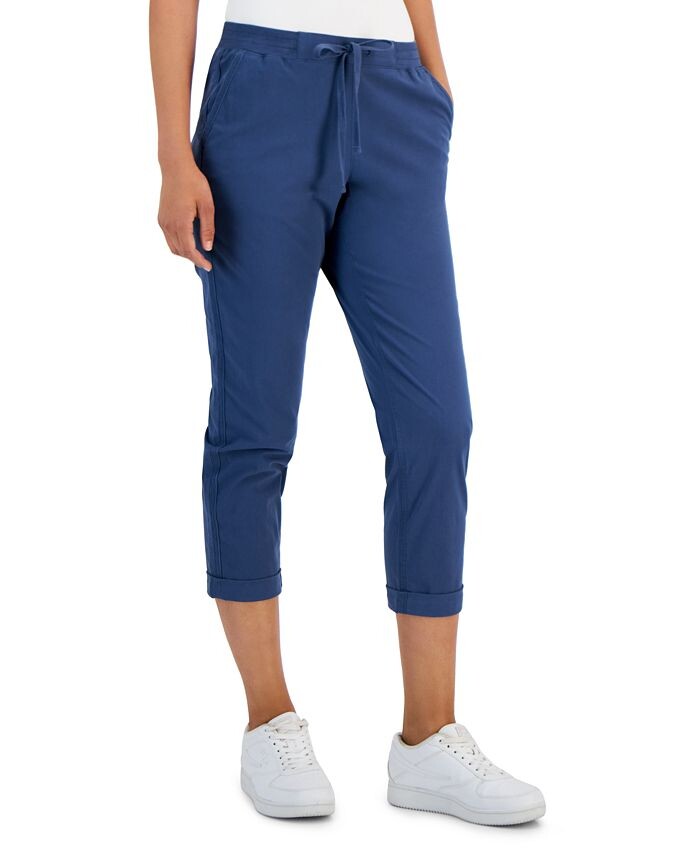 

Миниатюрные саржевые брюки до щиколотки с манжетами Style & Co, синий