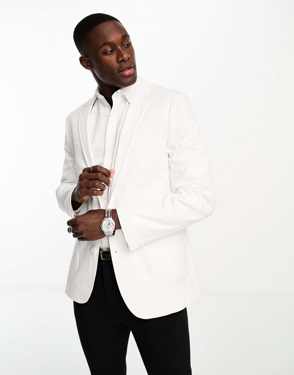 

Белый свадебный хлопковый пиджак скинни ASOS DESIGN