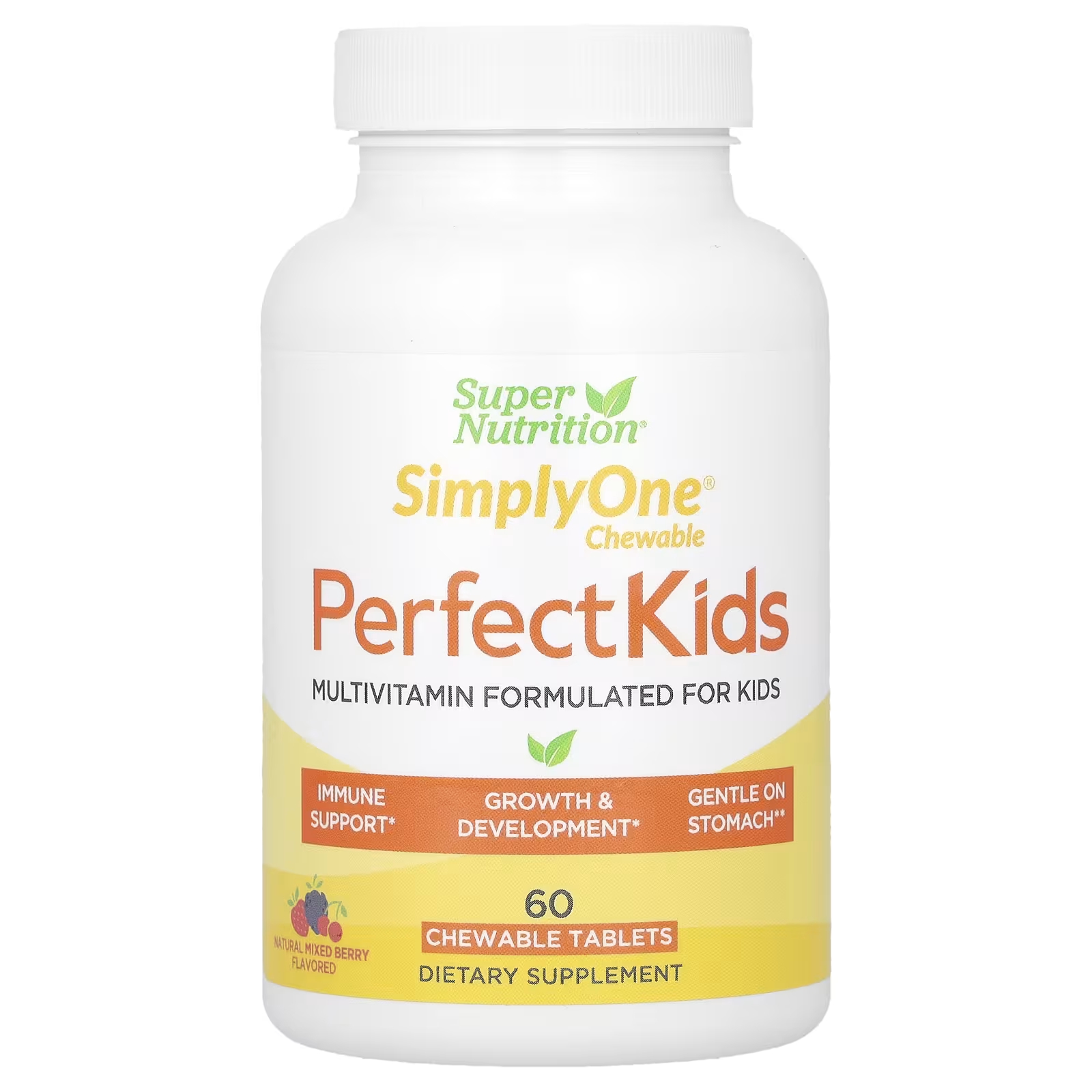 Super Nutrition Perfect Kids Полноценные мультивитамины со смешанным ягодным вкусом, 60 вегетарианских жевательных таблеток rsp nutrition active multi бодрящие мультивитамины 45 вегетарианских таблеток