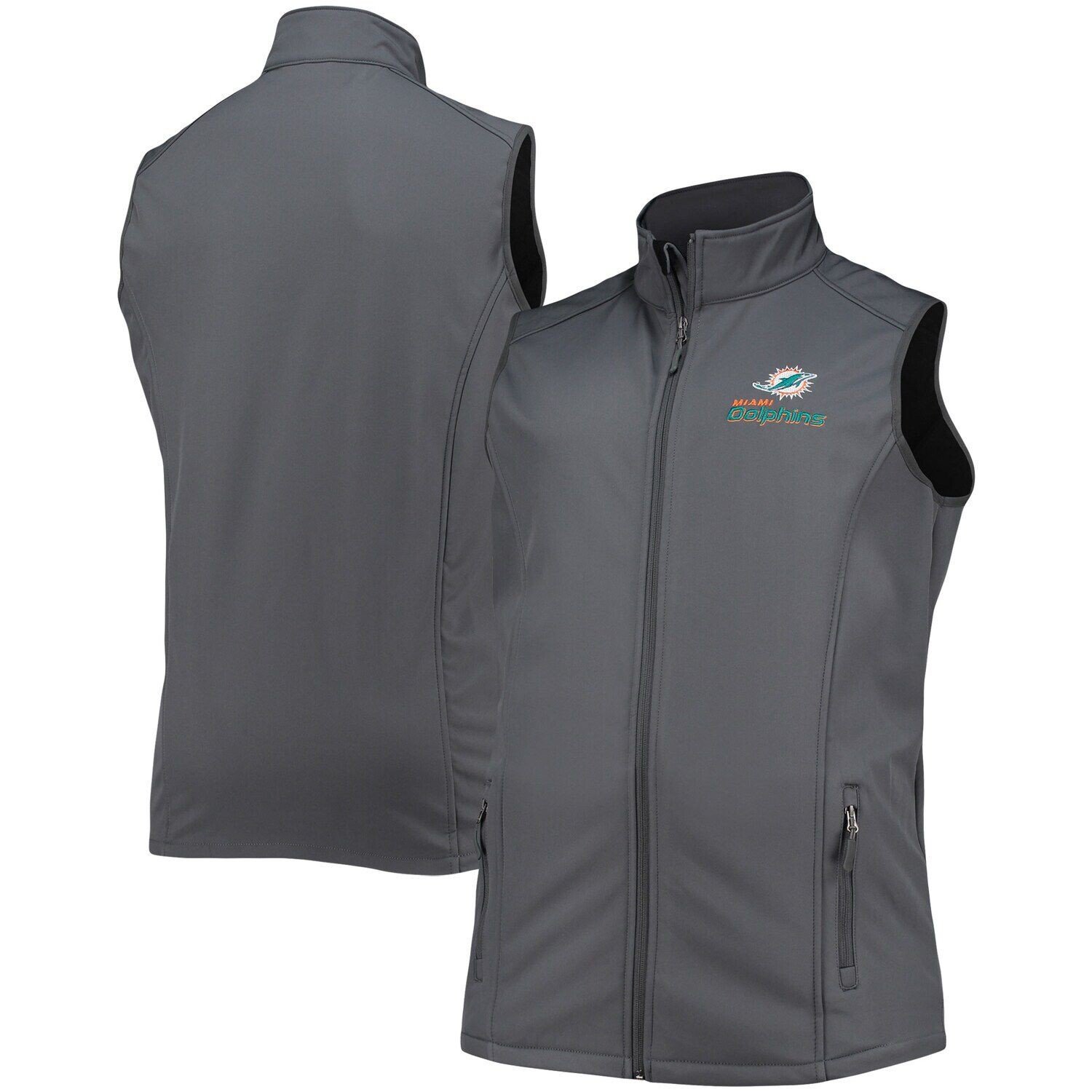 

Мужской темно-серый жилет с молнией во всю длину Dunbrooke Miami Dolphins Big & Tall Archer Softshell