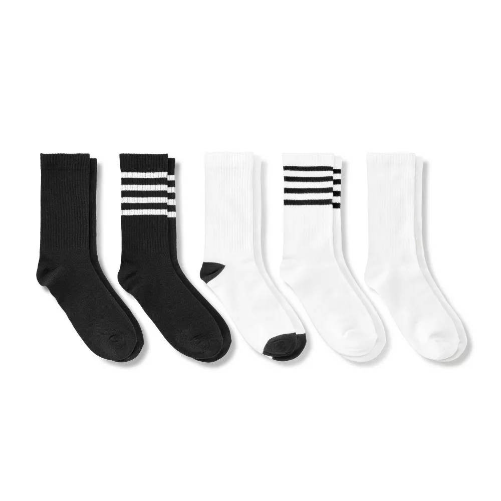 

Женские ребристые носки 5 пар Crew Socks - Dealworthy, цвет Black/White
