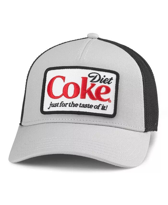 

Мужская и женская регулируемая кепка дальнобойщика Coca-Cola серебристого и черного цвета с рваной нашивкой Valin American Needle, серебряный
