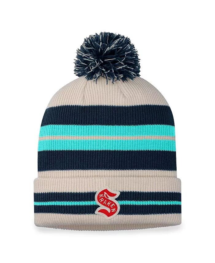 

Мужская классическая вязаная шапка с манжетами и помпоном Seattle Kraken Cream, Navy 2024 NHL Winter Classic Fanatics, слоновая кость/кремовый