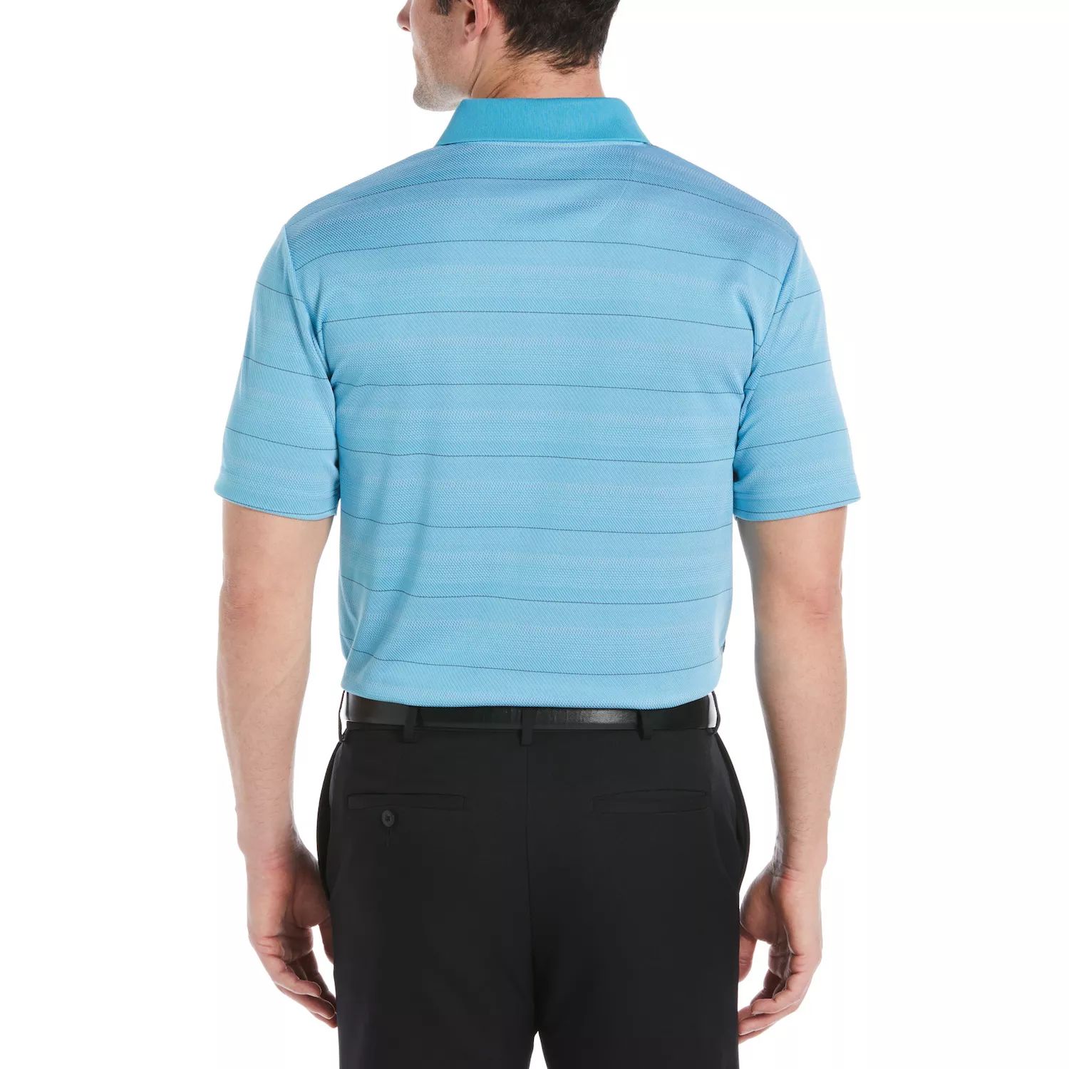 Мужская жаккардовая рубашка-поло для гольфа смешанной фактуры в полоску Grand Slam
