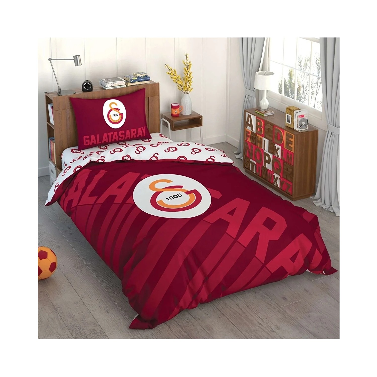 Одинарный Комплект постельного белья с лицензией Tac Galatasaray Red Logo berluga kırmızı süet dolgu topuk sandalet