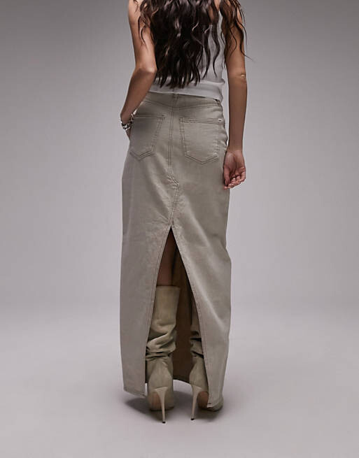 Джинсовая юбка макси Topshop цвета экрю