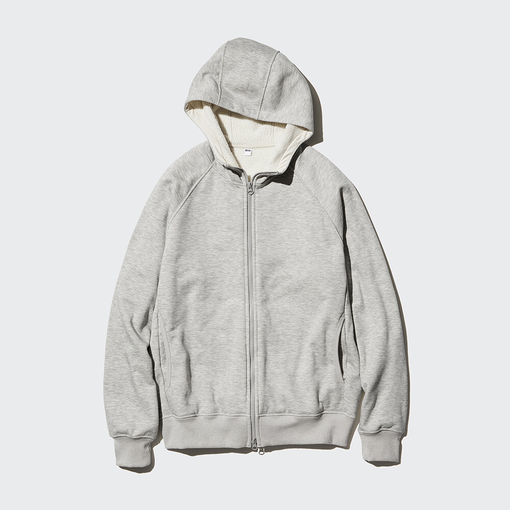 

Uniqlo мужская и женская спортивная куртка HEATTECH с капюшоном из искусственного шерпа на молнии