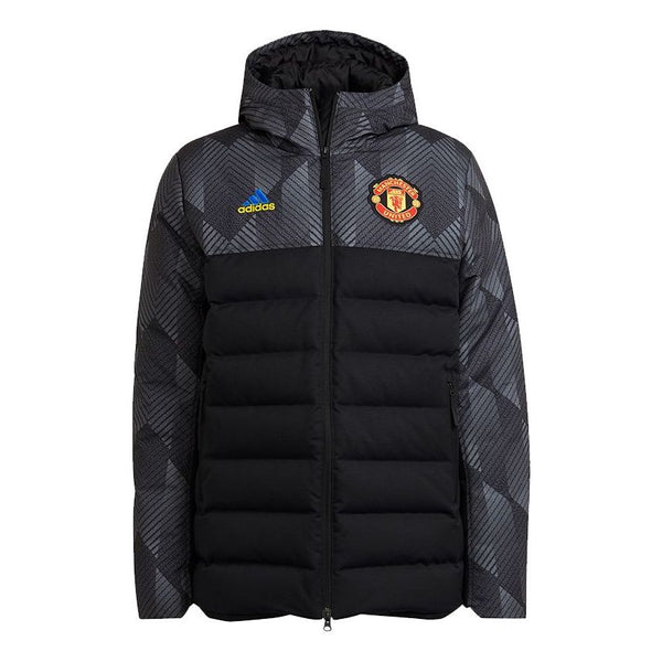 Пуховик Adidas Manchester United Soccer Down Feather Jacket 'Black', черный