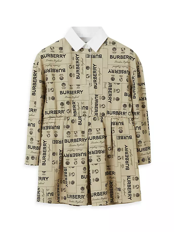 

Платье-поло с логотипом для маленьких девочек и девочек Burberry, цвет archive beige