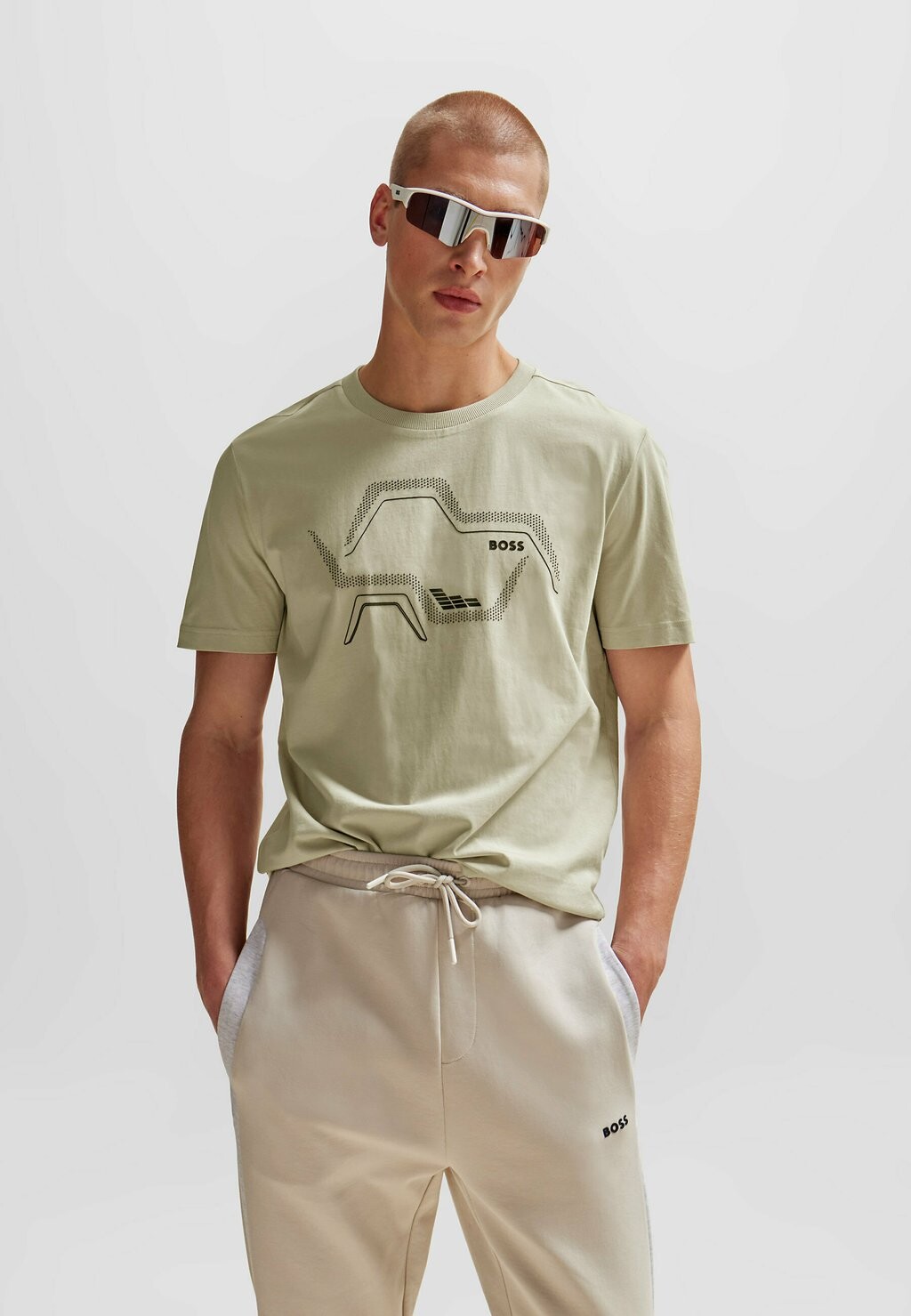 

Футболка с принтом BOSS, цвет light beige one