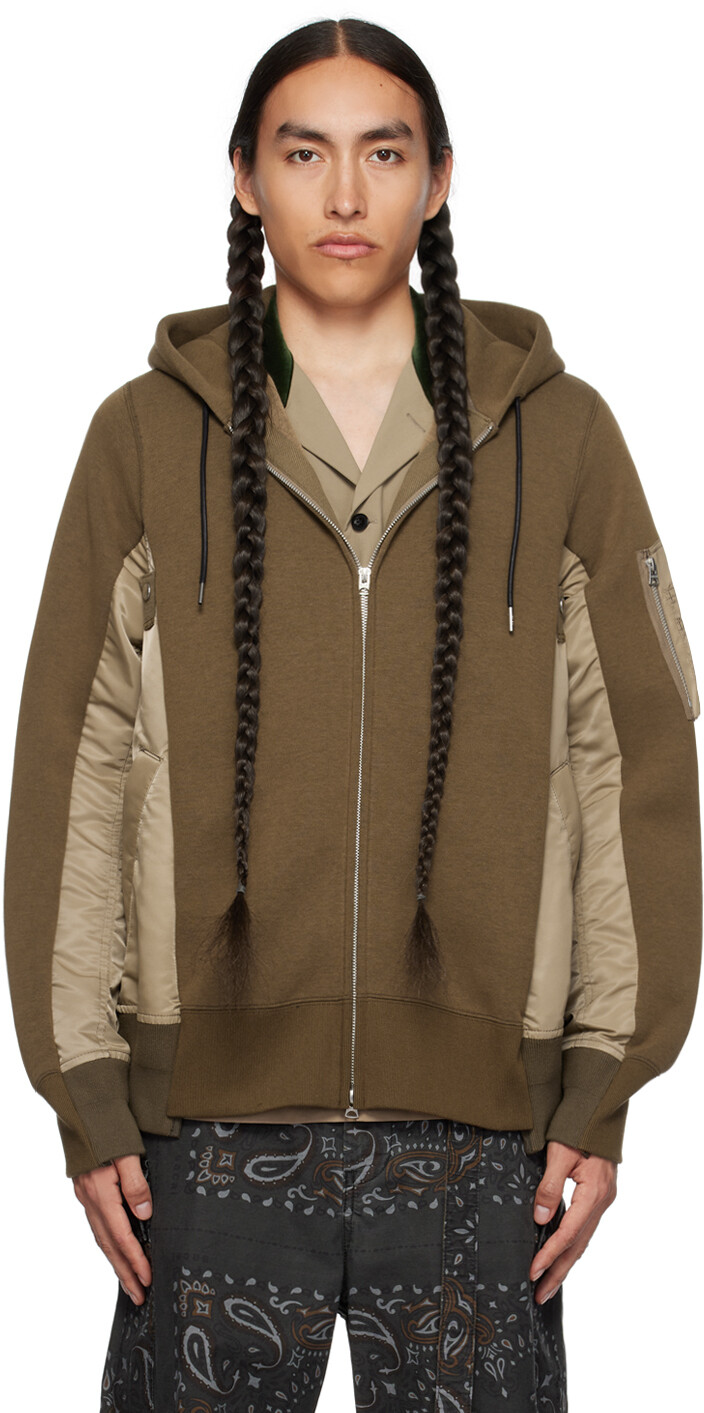

Бежевый худи из губки sacai