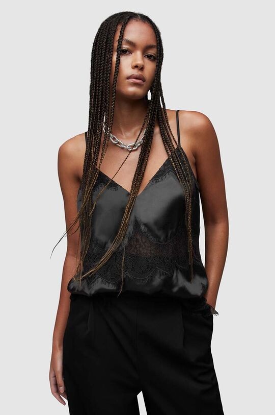 

Топ Ophelia из смесового шелка AllSaints, черный